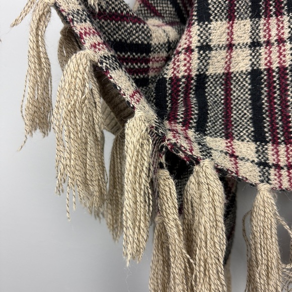 Anthropologie La Fee Verte Rare Plaid Tassel Fringe Knit Poncho - Picture 5 of 6